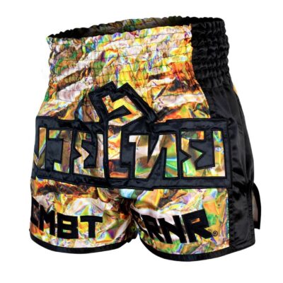 Shorts Jumbo de Muay Thai Dorado Cuarteado Frente